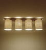 Elementary 4 Lights Beige and Brown Solid Wood Flush Mounted Ceiling Light