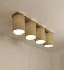 Elementary 4 Lights Beige and Brown Solid Wood Flush Mounted Ceiling Light