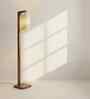 Elementary Wooden Shelf Floor Lamp with Jute Shade and Brown Base