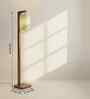 Elementary Wooden Shelf Floor Lamp with Jute Shade and Brown Base