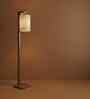 Elementary Wooden Shelf Floor Lamp with Jute Shade and Brown Base