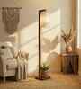 Elementary Wooden Shelf Floor Lamp with Jute Shade and Brown Base