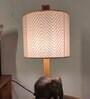 Elementary Wooden Shelf Table Lamp with Jute Shade & Brown Base