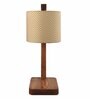 Elementary Wooden Shelf Table Lamp with Jute Shade & Brown Base