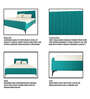 Elena Velvet  King Size Bed without Storage in Aqua Colour