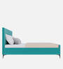 Elena Velvet  King Size Bed without Storage in Aqua Colour