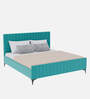 Elena Velvet  King Size Bed without Storage in Aqua Colour
