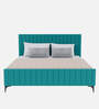 Elena Velvet  King Size Bed without Storage in Aqua Colour