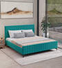 Elena Velvet  King Size Bed without Storage in Aqua Colour