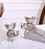 Silver Metal Elephant Bowl Oxidised Decorative Showpiece Set Of 2
