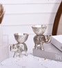 Silver Metal Elephant Bowl Oxidised Decorative Showpiece Set Of 2