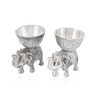Silver Metal Elephant Bowl Oxidised Decorative Showpiece Set Of 2