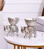 Silver Metal Elephant Bowl Oxidised Decorative Showpiece Set Of 2