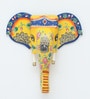 Yellow Elephant Sclupture Mango Wood Wall Mask