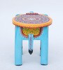 Elephant Multicolour Solid Wood Chowkies