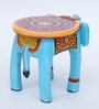 Elephant Multicolour Solid Wood Chowkies