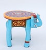 Elephant Multicolour Solid Wood Chowkies