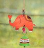 Elephant Orange Wood & Metal Wind Chime with Metal Bells
