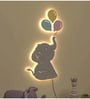 Elephant Playing with Balloon Grey Engineered Wood Wall Art With LED Light