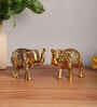 Elephant Set of 2 Gold Aluminium Showpiece