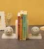 Elephant Set Of 2 White Soapstone & Marble Bookends