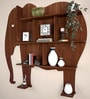 Elephant Shape Desigenr Wooden Wall Shelf / Book Shelf, with Light Walnut Finish