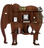 Elephant Shape Desigenr Wooden Wall Shelf / Book Shelf, with Light Walnut Finish
