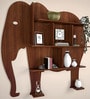 Elephant Shape Desigenr Wooden Wall Shelf / Book Shelf, with Light Walnut Finish