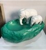 Green Resin Elephant Pair Decorative Urli
