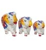 Set of 3 White Elephant Papier Mache and Plastic Figurine