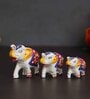 Set of 3 White Elephant Papier Mache and Plastic Figurine