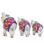 Set of 3 White Elephant Papier Mache and Plastic Figurine