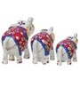 Set of 3 White Elephant Papier Mache and Plastic Figurine