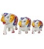 Set of 3 White Elephant Papier Mache and Plastic Figurine