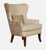 Elian Fabric Wing Chair In Beige Floral Colour Elian Fabric Wing Chair In Beige Floral Colour