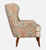 Elian Fabric Wing Chair In Beige Floral Colour Elian Fabric Wing Chair In Beige Floral Colour
