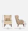 Elian Fabric Wing Chair In Beige Floral Colour Elian Fabric Wing Chair In Beige Floral Colour
