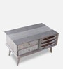 Eliptical Tribal Coffee Table In Grey & White Finish