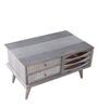 Eliptical Tribal Coffee Table In Grey & White Finish