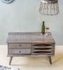 Eliptical Tribal Coffee Table In Grey & White Finish