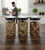 Elite Borosilicate Glass Jar 270 ml, Round Shaped, Steel Lid, Storage Glass Container, Microwave, Oven & Freezer Safe, Transparent, Kitchen Organiser, Multipurpose Jar, Pack of 3
