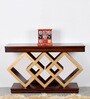 Elite Solid Wood Console Table in Brown & Gold Finish