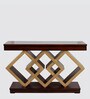 Elite Solid Wood Console Table in Brown & Gold Finish