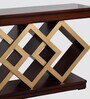 Elite Solid Wood Console Table in Brown & Gold Finish