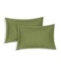 Olive Solid- Embroidery 180 TC Polyester King Sized Bedsheet With 2 Pillow Covers
