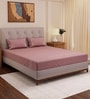 Pink Solid- Embroidery 180 TC Polyester King Sized Bedsheet With 2 Pillow Covers