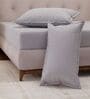 Grey Solid- Embroidery 180 TC Polyester King Sized Bedsheet With 2 Pillow Covers