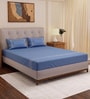 Blue Solid- Embroidery 180 TC Polyester King Sized Bedsheet With 2 Pillow Covers