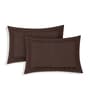Brown Solid- Embroidery 180 TC Polyester King Sized Bedsheet With 2 Pillow Covers