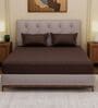 Brown Solid- Embroidery 180 TC Polyester King Sized Bedsheet With 2 Pillow Covers